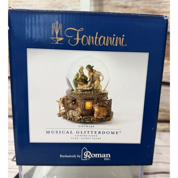 Fontanini Giftware Musical Glitterdome Plays Silent Night Christmas Nativity - Picture 2 of 13